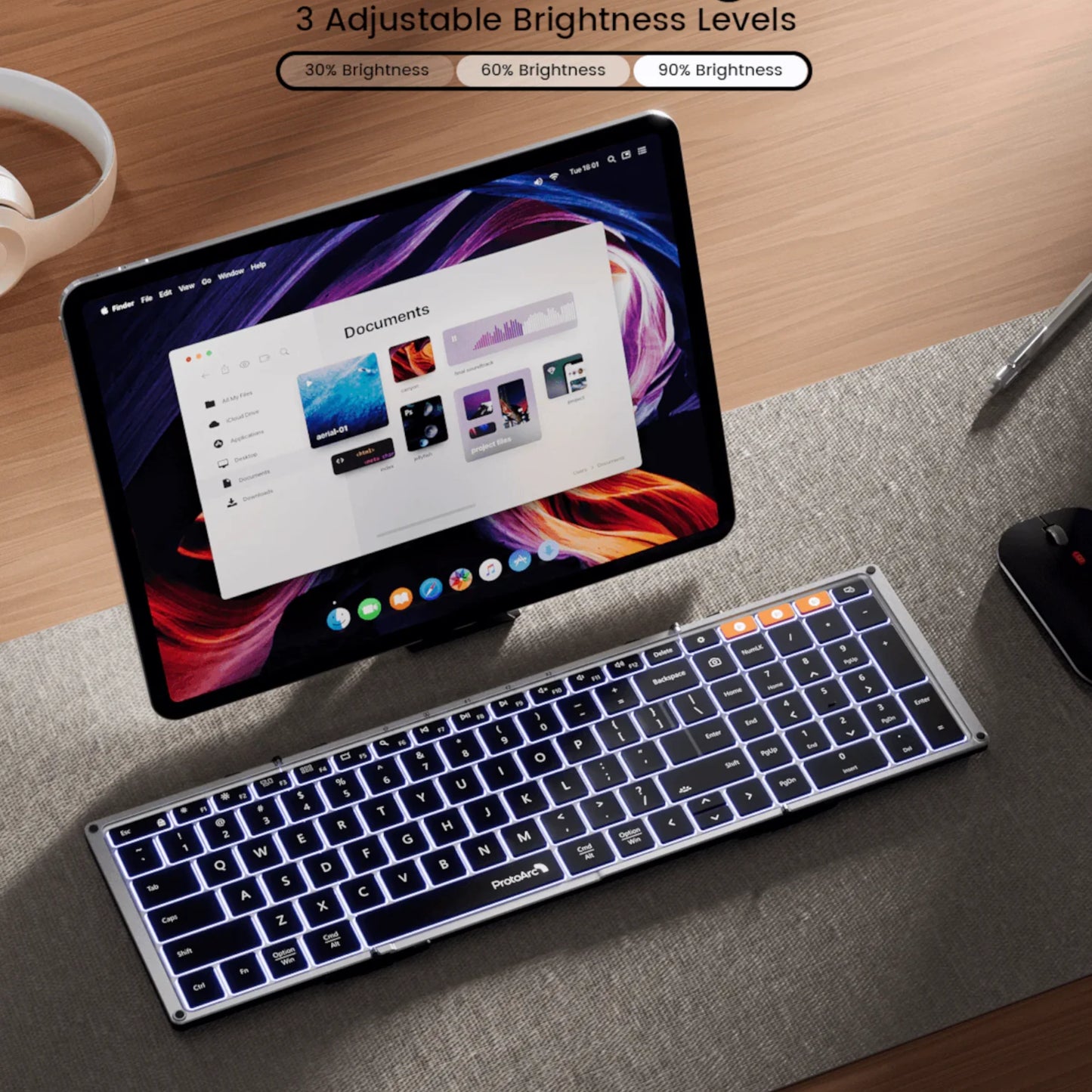 Teclado Retroiluminado Plegable Bluetooth ProtoArc Xk01-plus