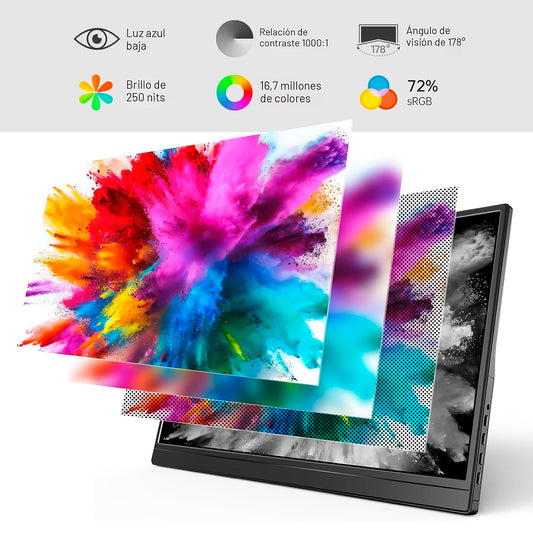 Monitor Portable YXK Pm1562 15,6'' 1080p Soporte Integrado