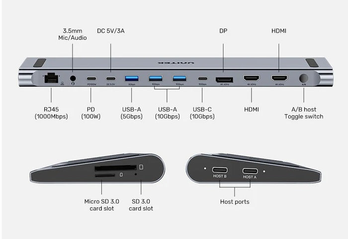 HUB USB-C Unitek 15 en 1 4K