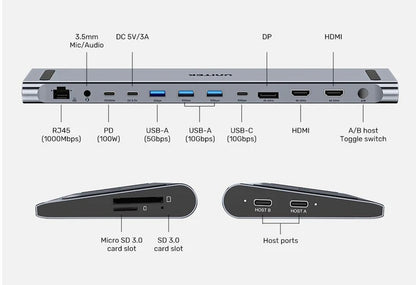 HUB USB-C Unitek 15 en 1 4K
