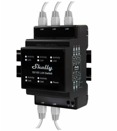 Switch LAN Shelly 5 puertos RJ-45 DIN
