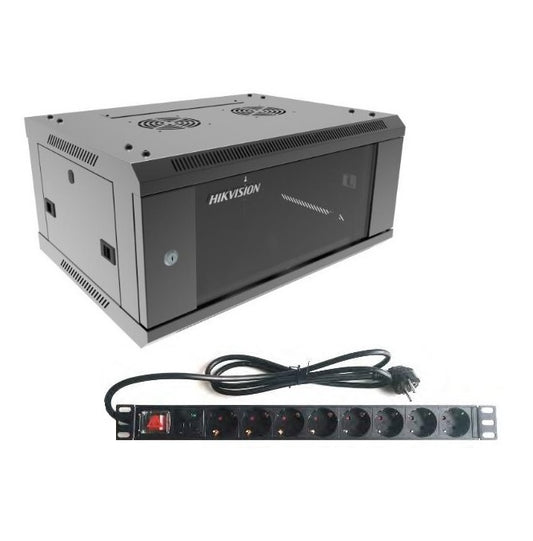 Rack Hikvision 4U + PDU de 6 unidades