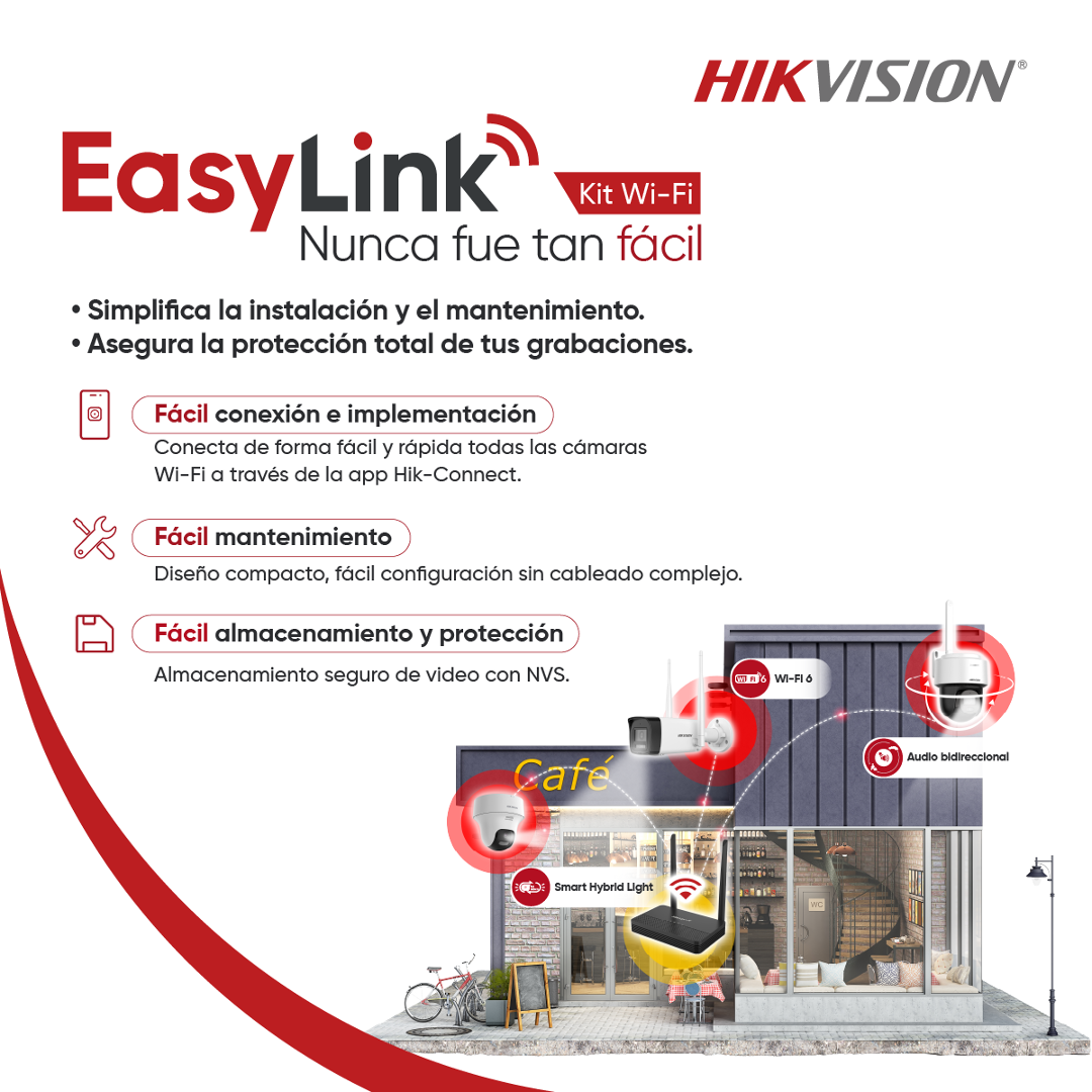 Hikvision Easy Link Wi-Fi Kit NVS + 2 camaras bullet 2MP