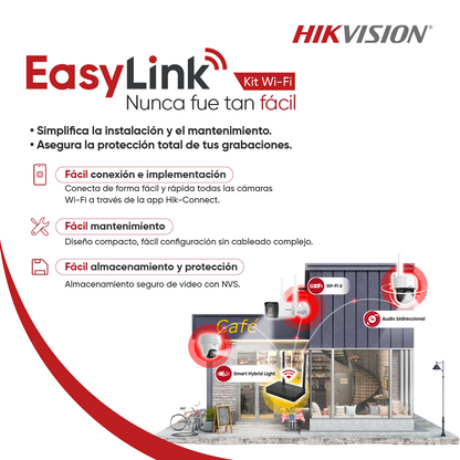 Hikvision Easy Link Wi-Fi Kit NVS + 2 camaras bullet 2MP