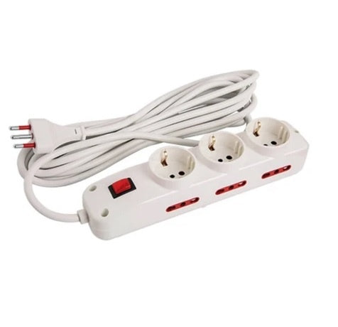 Alargue 3 metros 3xSchuko 6x3L a ficha 3L Conatel