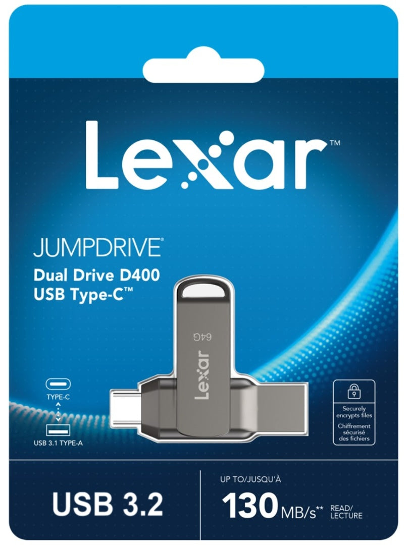 Pendrive Lexar 128GB JumpDrive Dual Drive D400 USB 3.2