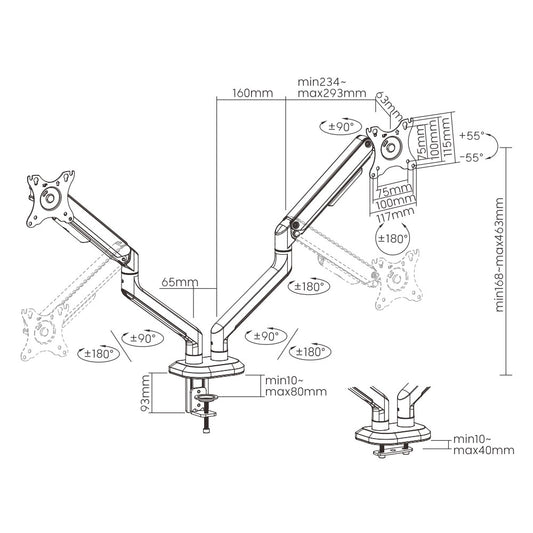 Soporte doble para monitor gaming hasta 32''