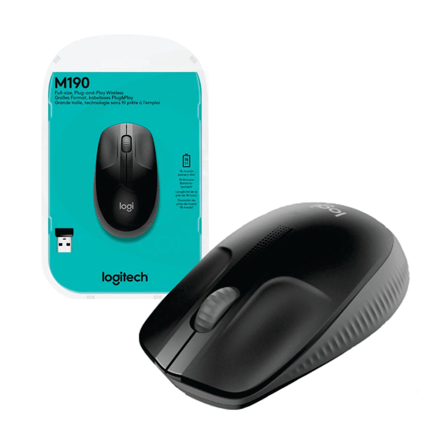 Mouse Logitech M190 inalámbrico negro