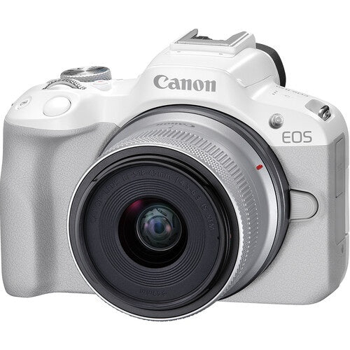 Camara Canon R50 Mirrorless + Lente 18-45mm blanca