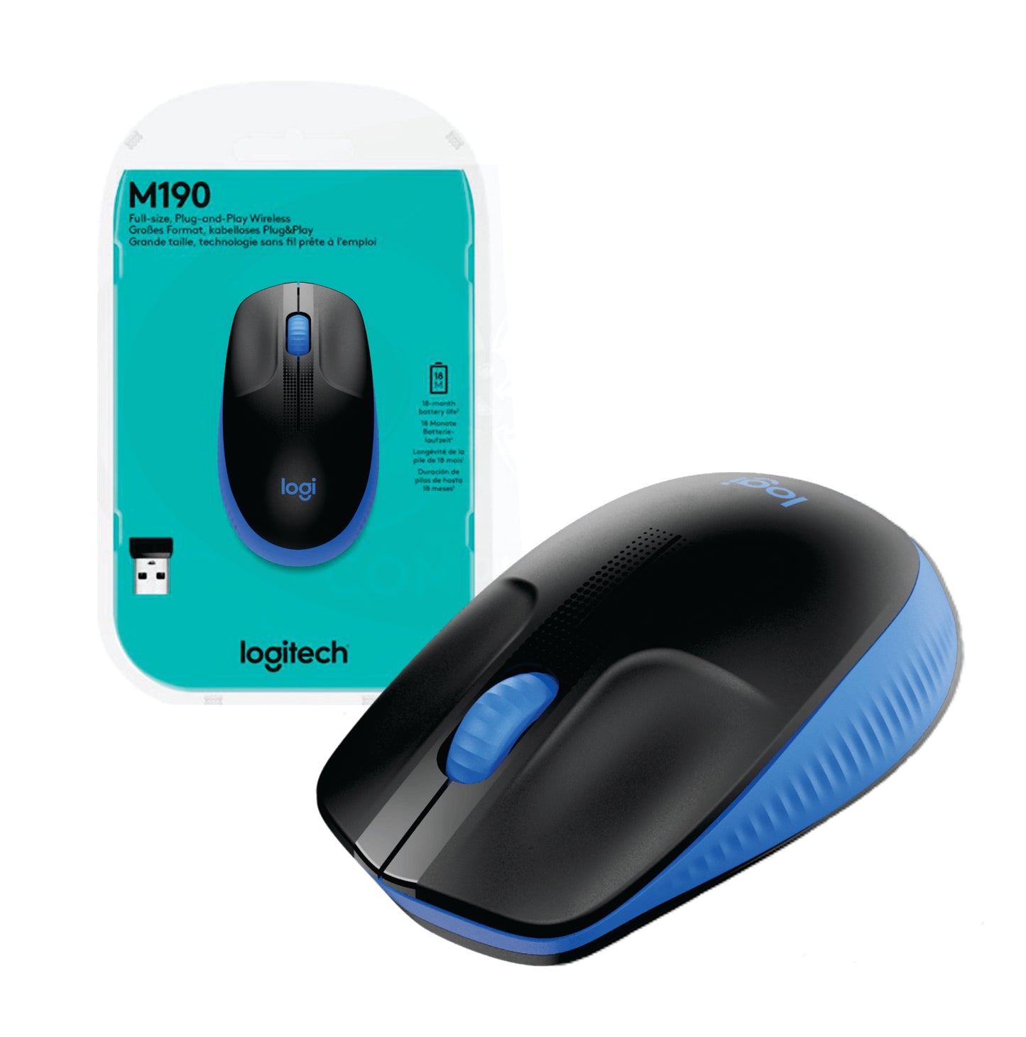Mouse Logitech M190 inalámbrico azul